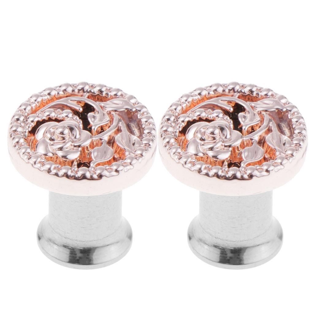 2pcs Gold Flower Ear Plug Tunnel Stainless Steel Ear Jewelry