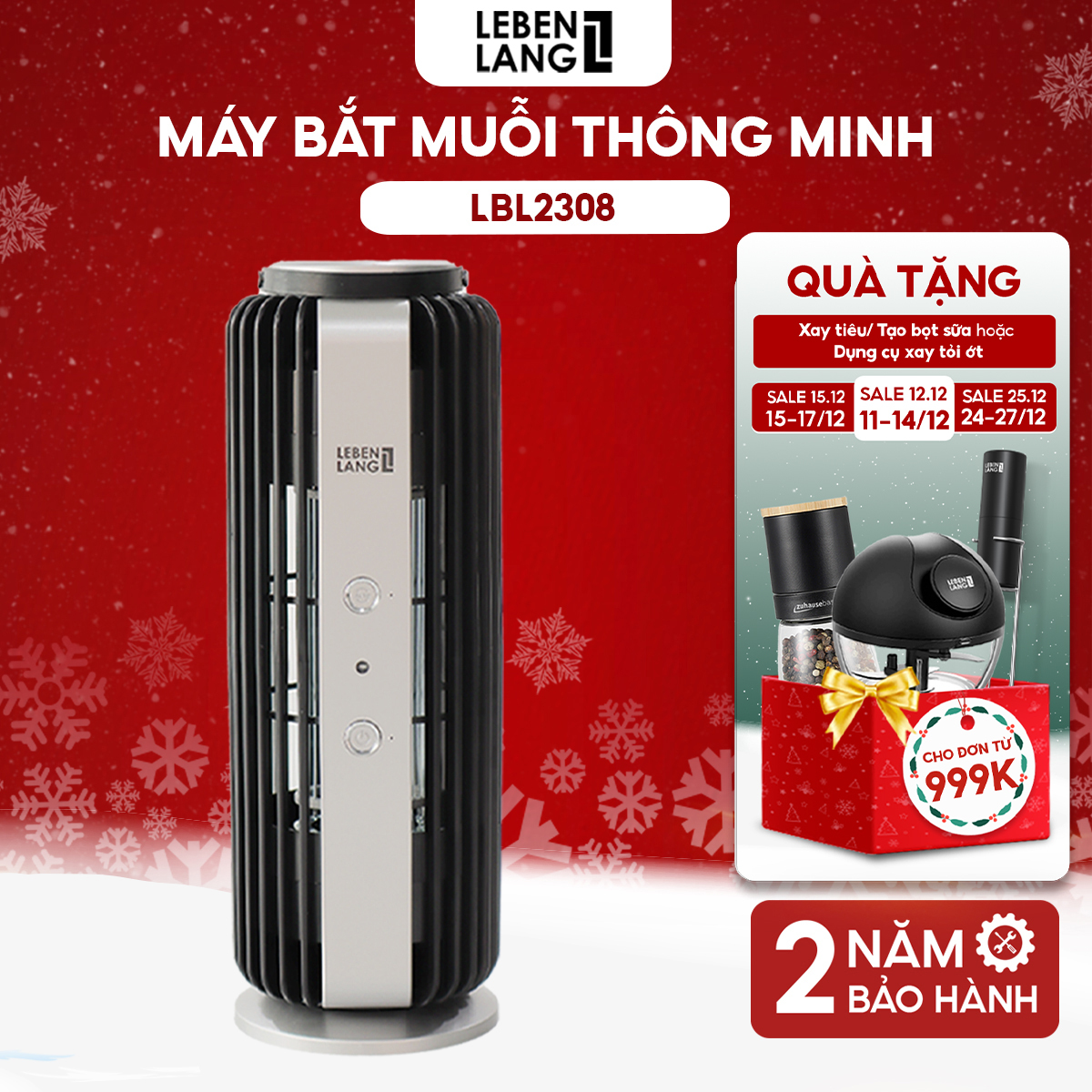 Đèn Bắt Muỗi, Máy Bắt Muỗi Lebenlang Lbl2308, Máy Diệt Côn Trùng Thông Minh 2 Tần Số, 8W An Toàn Cho Cả Gia Đình - Hàng Chính Hãng