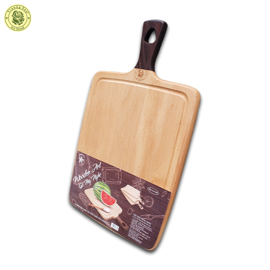 Thớt Gỗ Beech Tay Cầm Hình Chữ Nhật CN395 - Đồ Dùng Gia Dụng Nhà Bếp Thương Hiệu Trường Sơn