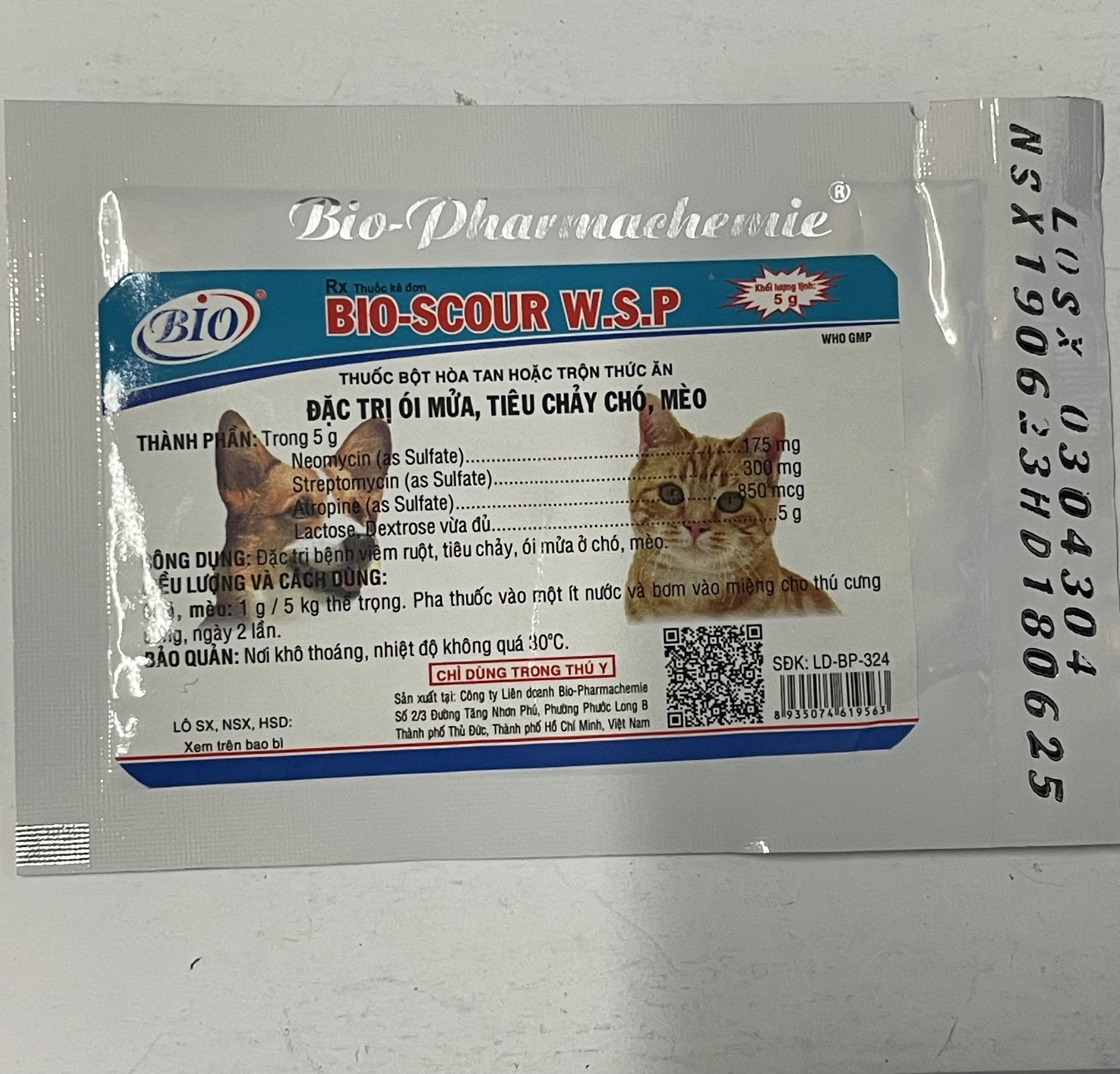 BIO SCOUR WSP ĐẶC T.R.Ị ÓI MỬA, TIÊU CHẢY CHO CHÓ MÈO 5g