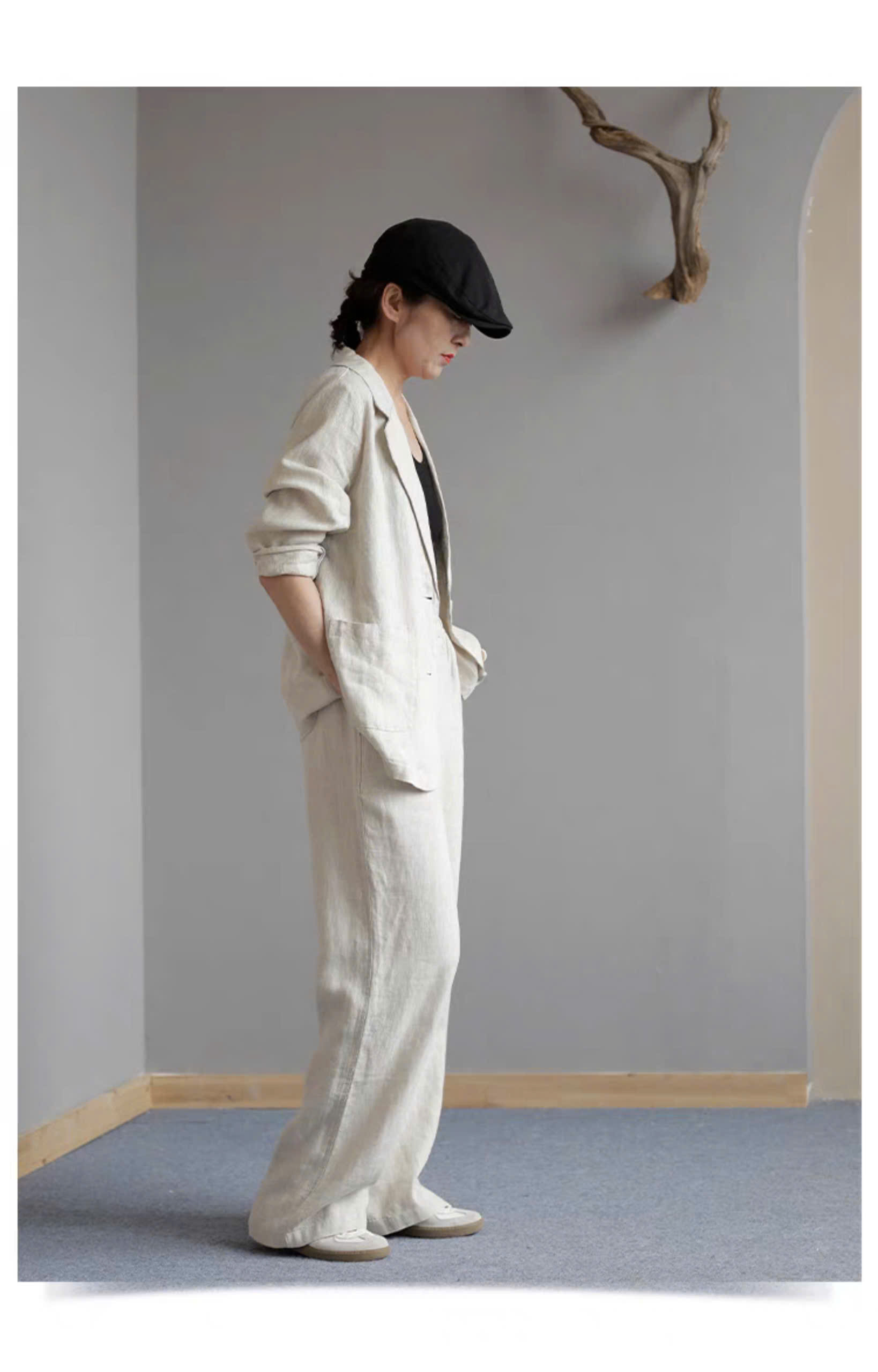 Set bộ mới về gồm áo blazer và quần dài ống rộng cạp chun, năng động, trẻ trung