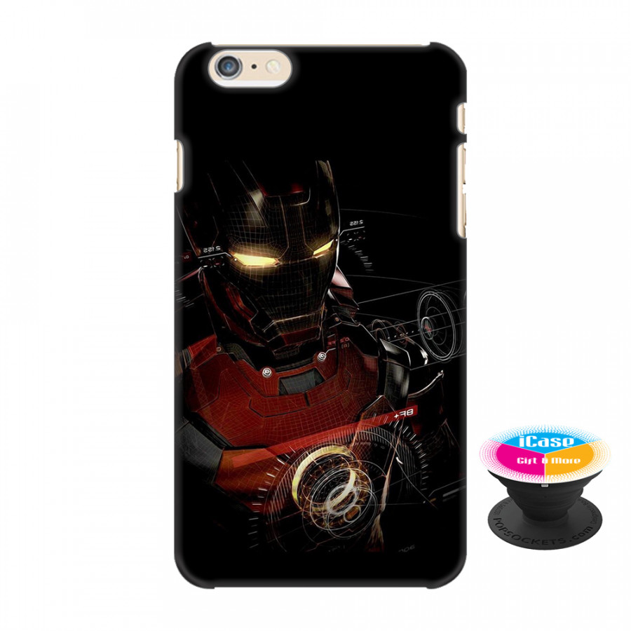 Ốp lưng nhựa dẻo dành cho iPhone 6S Plus in hình Người Sắt - Tặng Popsocket in logo iCase - Hàng Chính Hãng