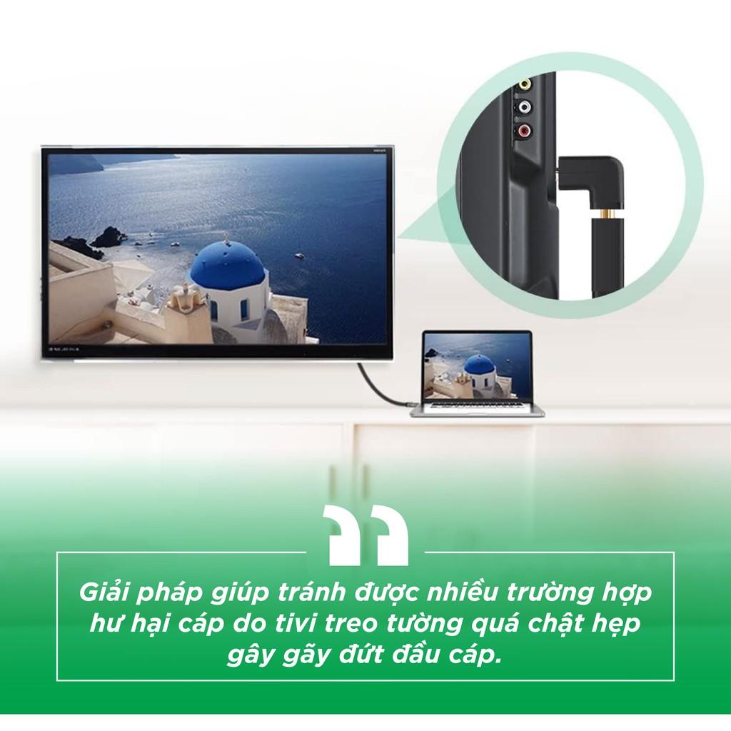 Đầu nối cổng HDMI male sang HDMI female vuông góc 90 độ - UGREEN 20109 - (màu đen)