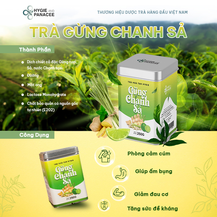 Trà Gừng Chanh Sả Hygie 250g tăng sức đề kháng, detox cơ thể