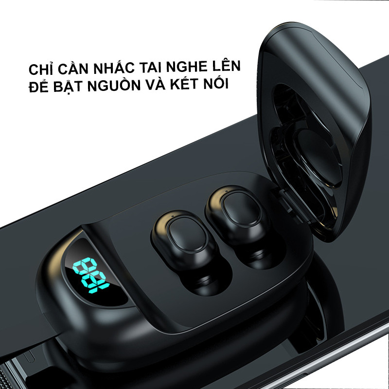 Tai Nghe Bluetooth TWS Mẫu Riêng Mới, Tai nghe Bluetooth 5.0 thể thao hai tai không dây PKCB - Hàng Chính Hãng