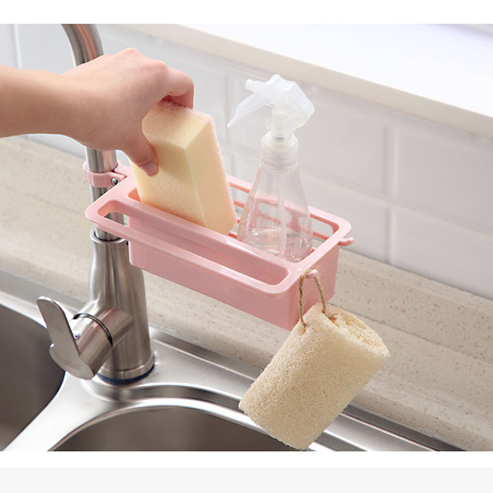 Khay nhựa đa năng để lưới rửa chén treo khăn kẹp vòi nước tiện lợi