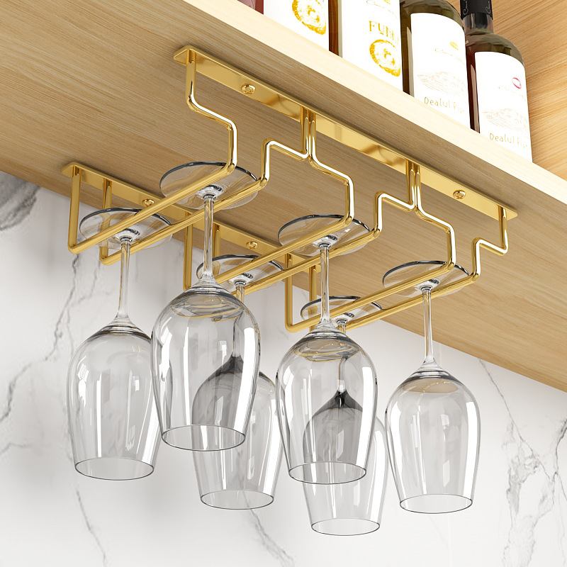 Giá Treo Ly Rượu Inox Mạ Vàng Quầy Bar 9-12 Ly Cao Cấp - Hàng Nhập Khẩu