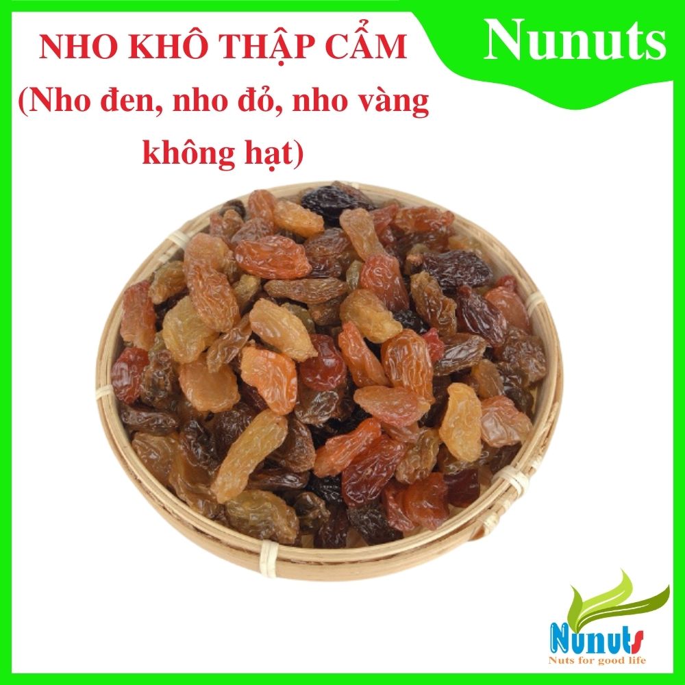 Nho khô 3 màu raisin chua chua ngọt ngọt, không tẩm ướp đường,quả to thơm ngon Nunuts