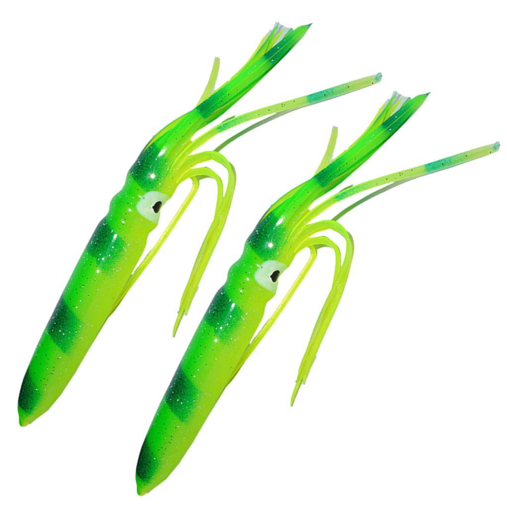 2PCS Fishing Lures Octopus Squid Skirt Bait Trolling Soft Lure Set, 18cm, 15g, Available in 4 Colors
