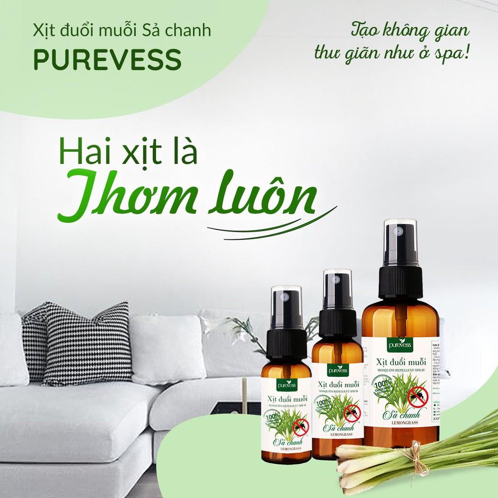 Tinh dầu đuổi muỗi sả chanh Purevess - dạng xịt giúp thư giãn, thơm phòng 50ml