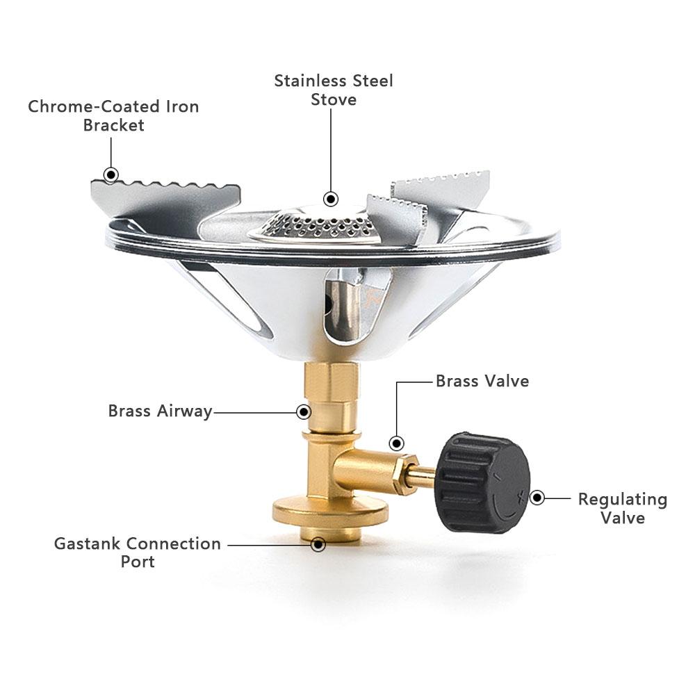 Bếp cắm trại ngoài trời lấy gas trực tiếp từ bình
