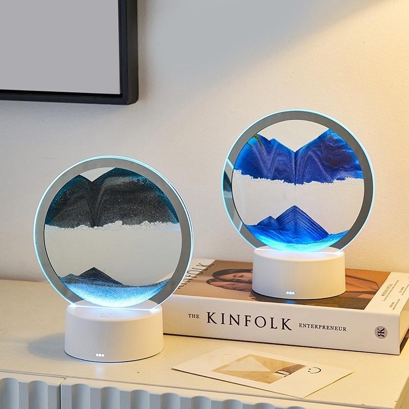 Tranh cát chuyển động 3D đèn LED, tranh cát chảy nghệ thuật trang trí làm quà tặng, đèn ngủ để bàn đầu giường
