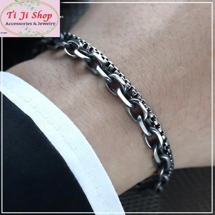Lắc Tay Inox Khoen Tròn 2 Tầng Độc Đáo
