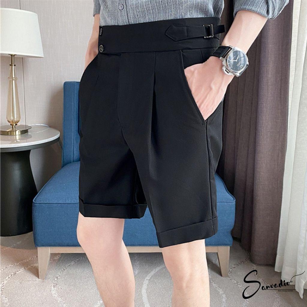 Quần Short Nam Sidetab SANVADIO Quần Tây Ống Ngắn Đứng Form Không Bai - Không Xù Thời Trang Hàn Quốc QS377