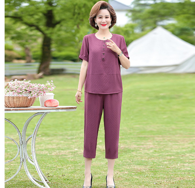 Bộ Đồ Ngắn Tay Cotton Mềm Mát Cho Mẹ AB77 - Hàng Quảng Châu Cao Cấp
