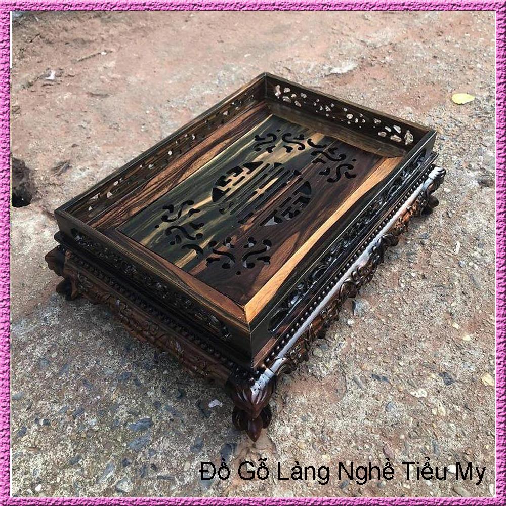 Khay Trà Chân Đầu Rồng Gỗ Mun Cao Cấp, Dùng Trong Phòng Khách, Phòng Làm Việc