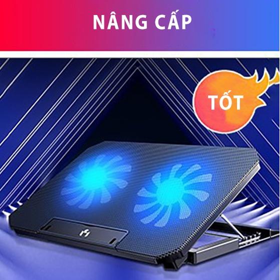 Đế tản nhiệt laptop máy tính bảng Q100 làm mát nhanh đèn led gaming quạt chống ồn 4 mức chỉnh độ cao phiên bản cao cấp 2022