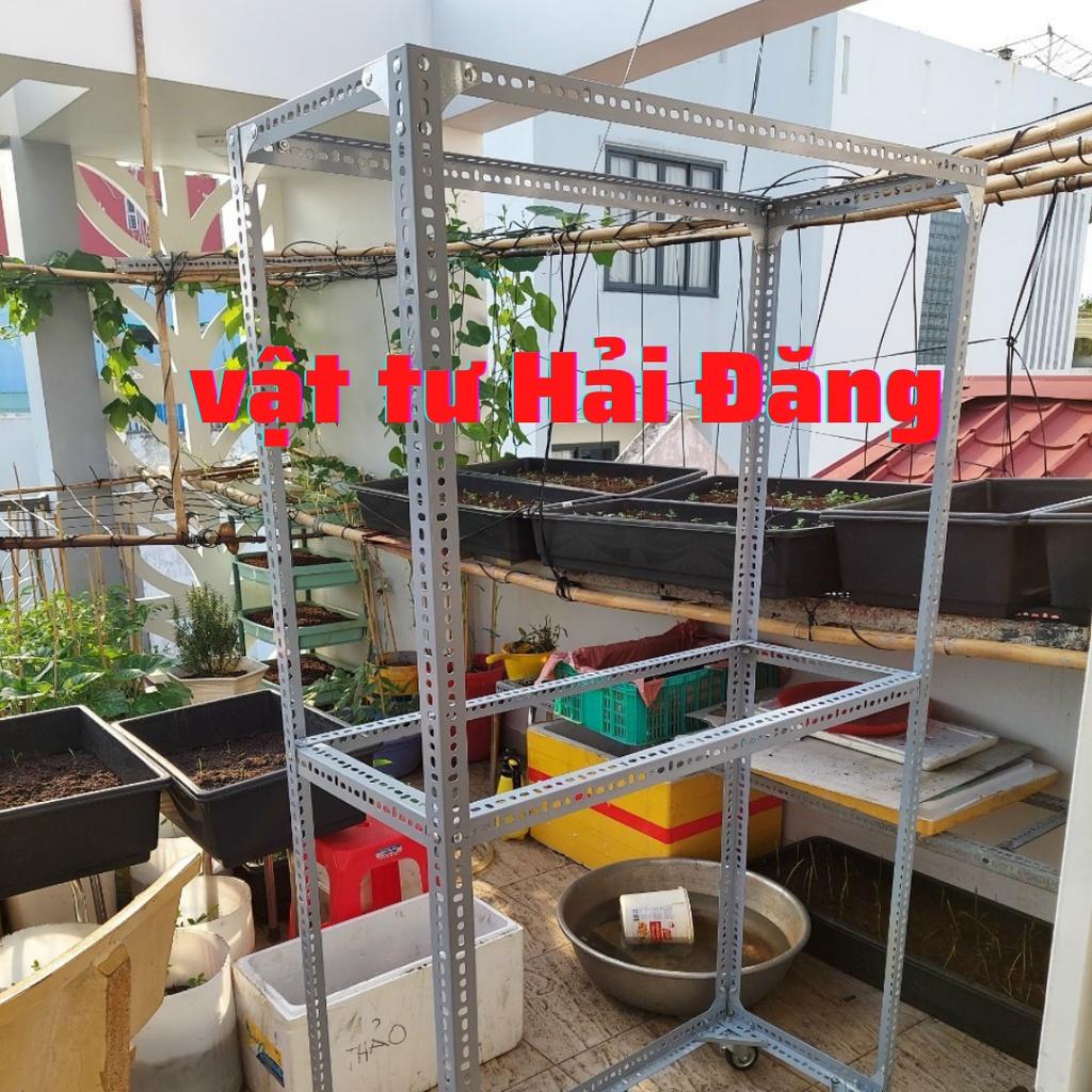 khung kệ trồng rau săt v lỗ ( kệ 2 khay nhựa 67cm x 42cm / 1 tầng),kệ trồng rau thông minh