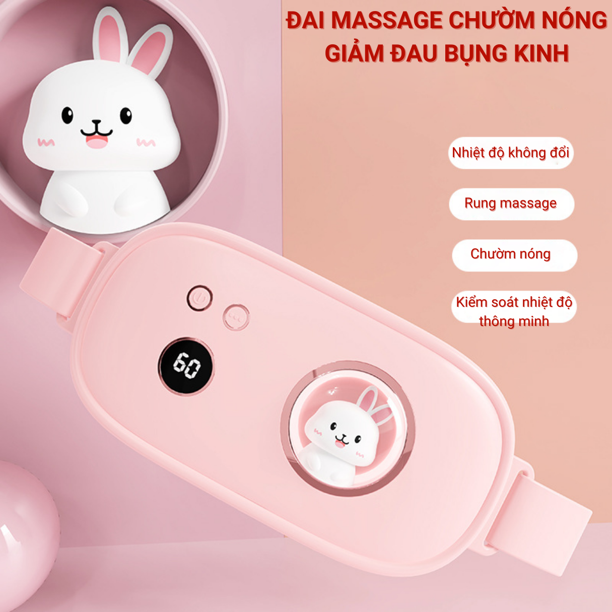 Máy Massage Bụng Kinh GS006, Đai Chườm Nóng Matxa Giảm Đau Bụng Kinh, Máy Rung Làm Ấm Tử Cung Cho Phụ Nữ Đến Kỳ Kinh