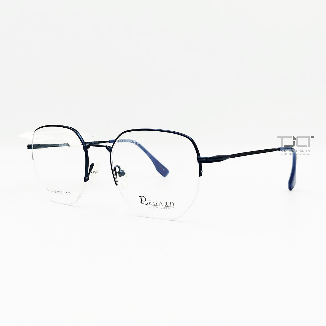 GỌNG KÍNH KIM LOẠI ĐA GIÁC, NỮA KHUNG UNISEX, CHÍNH HÃNG REGARD RM0009