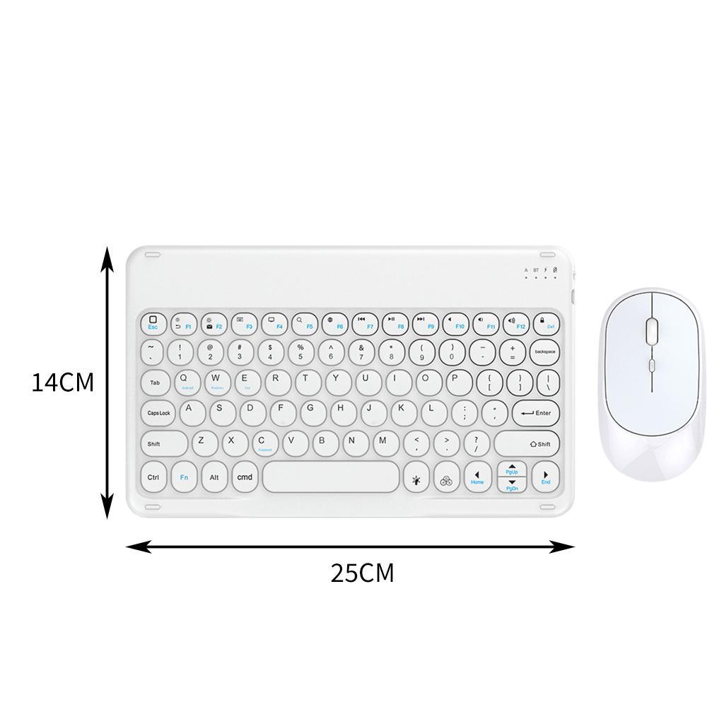 Bluetooth Wireless Keyboard Mouse Combo Cordless Rechargeable White