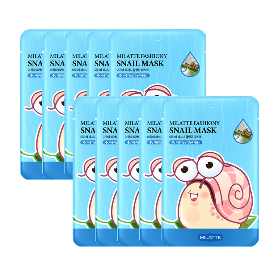 MẶT NẠ NGĂN NGỪA LÃO HÓA TINH CHẤT ỐC SÊN MILATTE FASHIONY SNAIL MASK SHEET (1 HỘP 10 MIẾNG 21g)