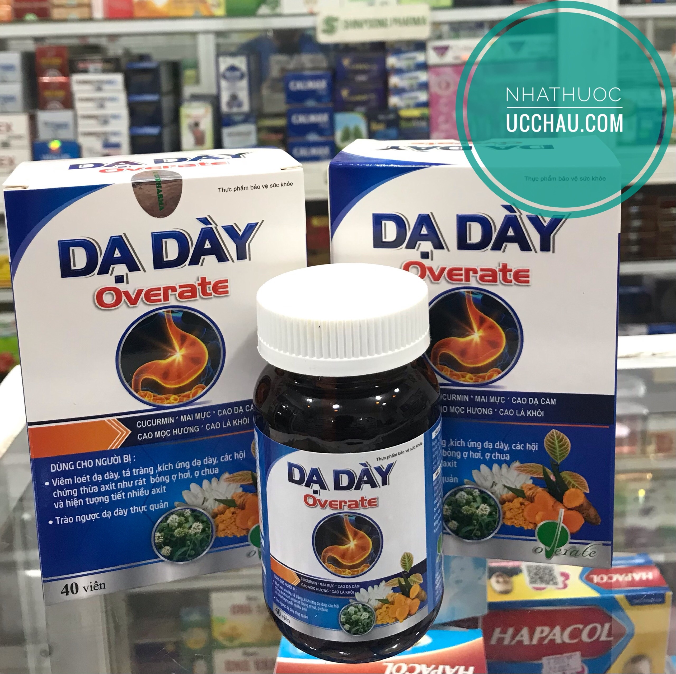 Dạ dày overate dạng viên, Hỗ trợ giảm đau dạ dày, giảm tiết acid, ợ hơi ợ chua