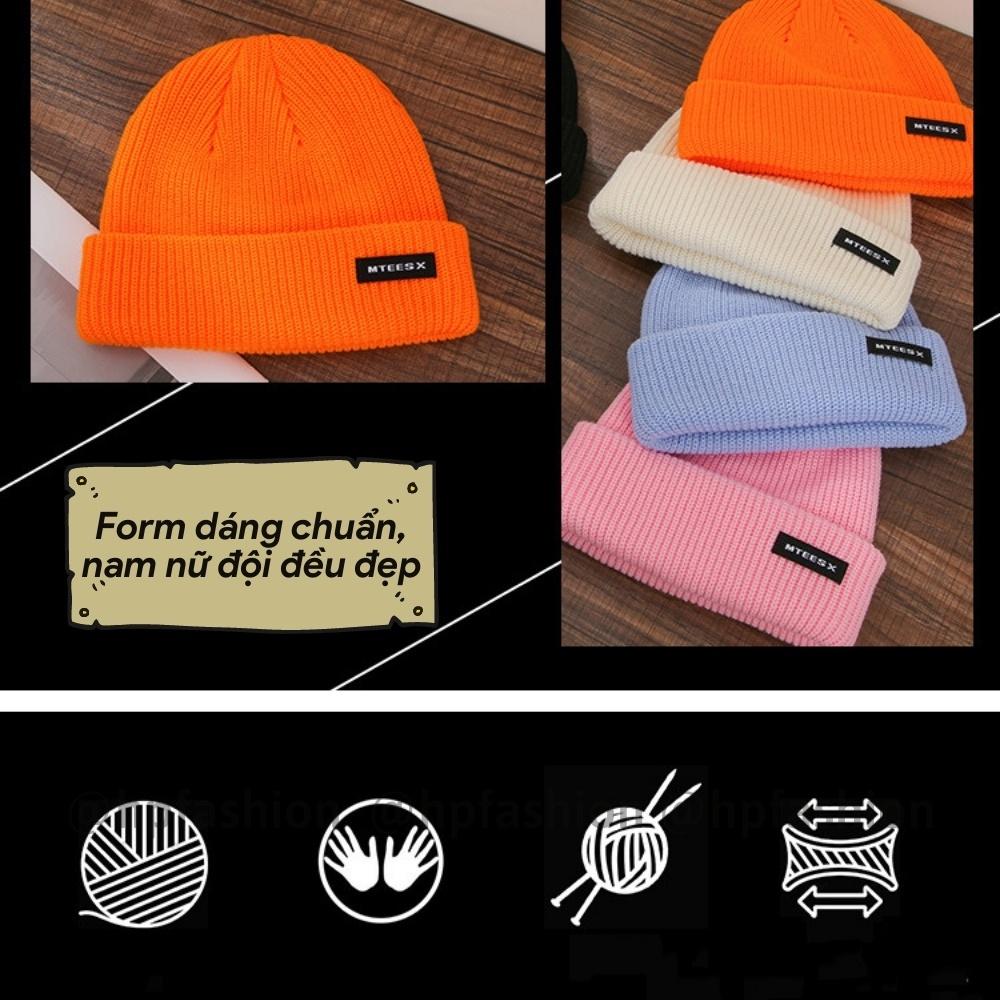 Mũ len dệt kim beanie Thêu MTEESX Hàn Quốc thời trang unisex thu đông giữ ấm cho nam nữ