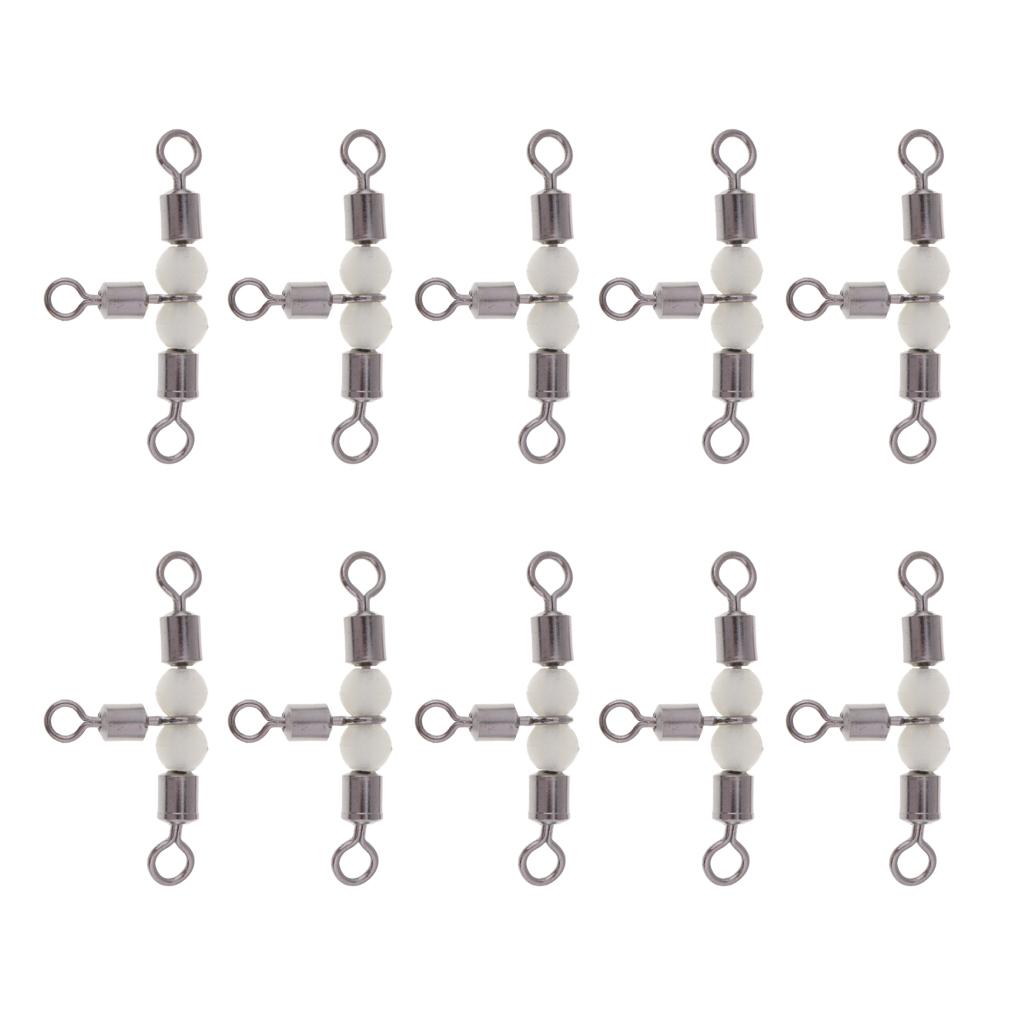 10pcs 3 Way Swivel Luminous Rolling Barrel T shape Swivel Connector 4.6cm