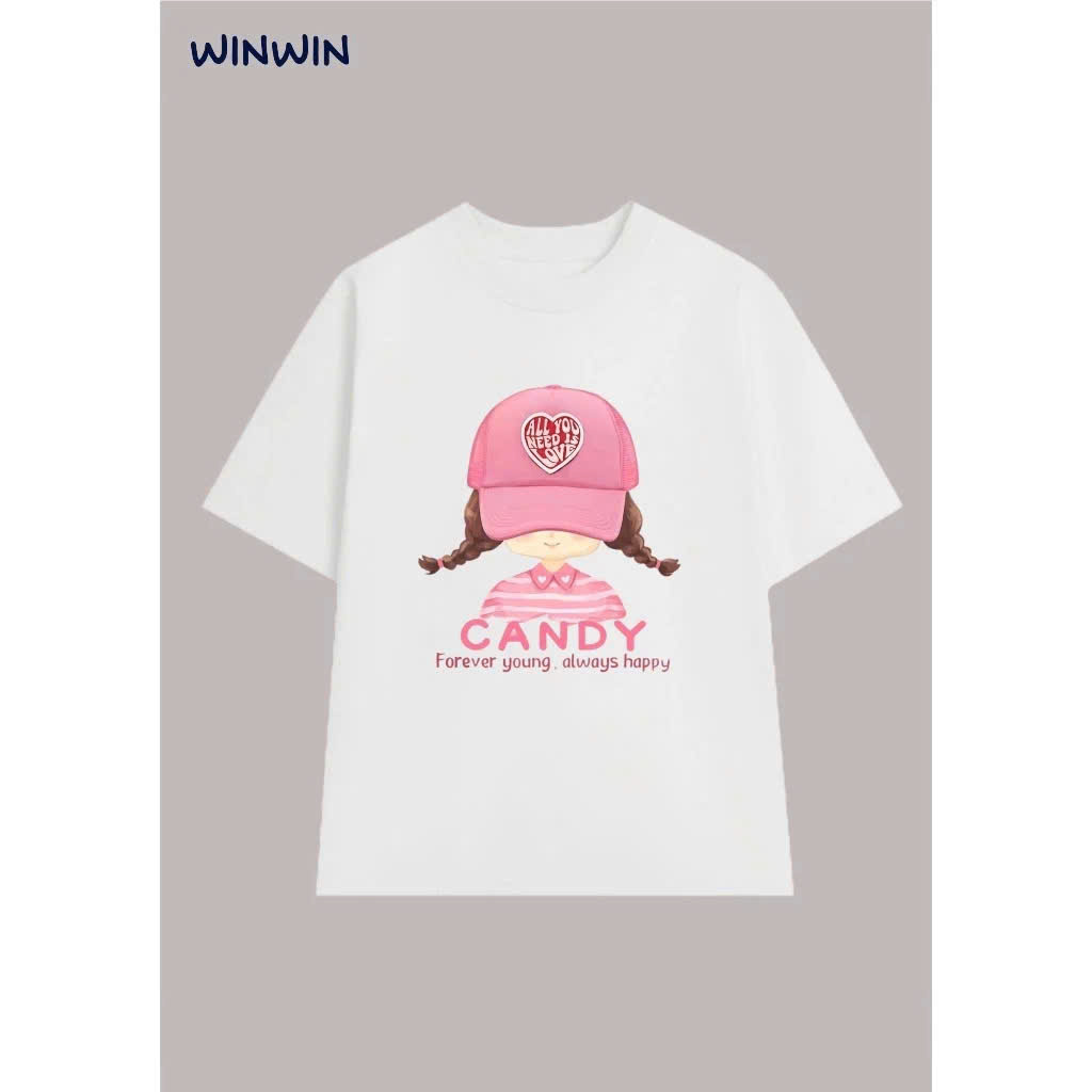 ÁO THUN BÉ GÁI FORM RỘNG IN HÌNH BABY BASIC NÂNG ĐỘ TỪ 12-45KG CHO BÉ GÁI