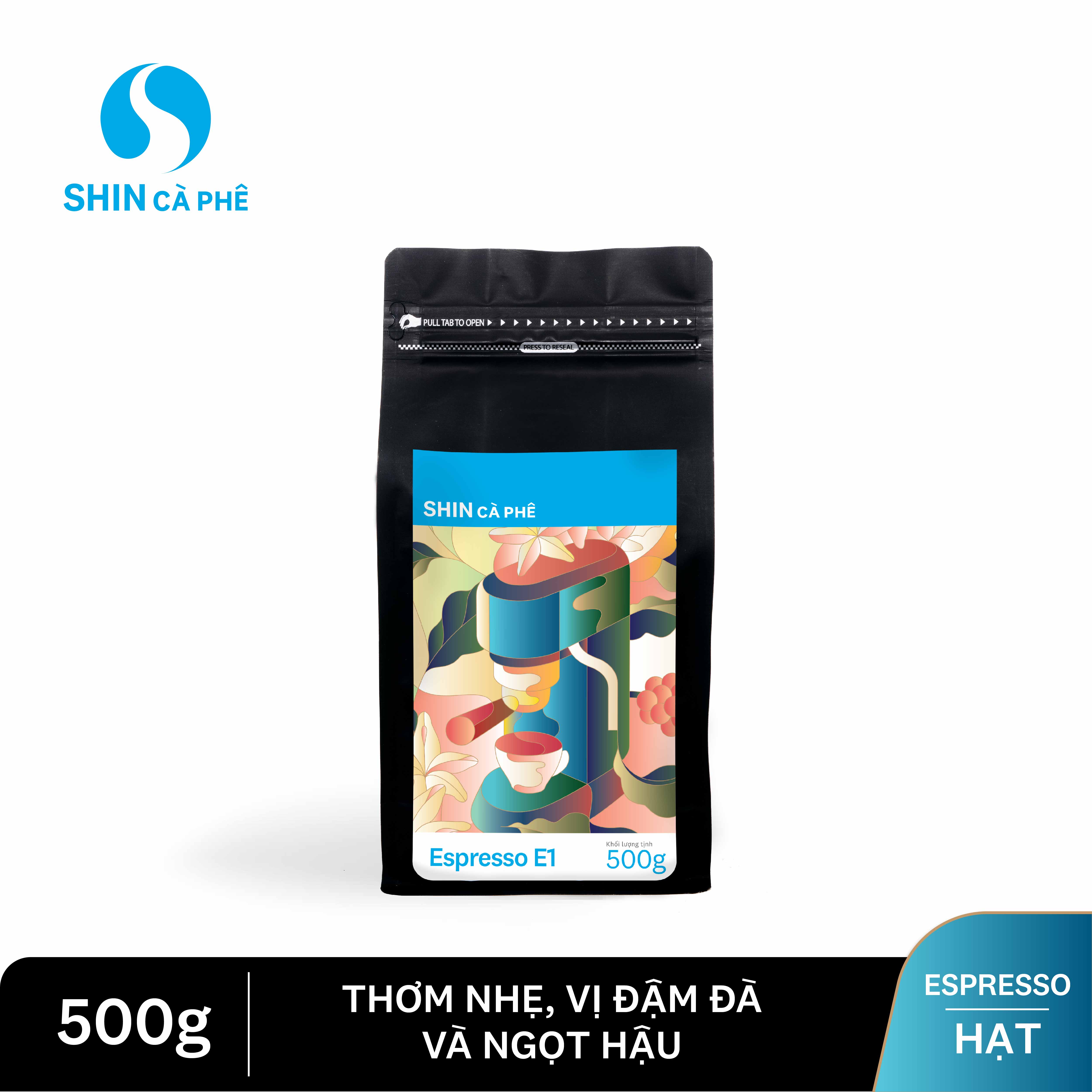 SHIN Cà Phê - Espresso E1 500g Hạt - Cà Phê Nguyên Chất Pha Máy