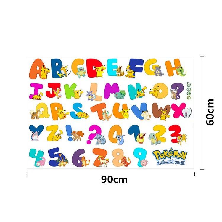 Decal trang trí tường Chữ số POKEMON vui nhộn