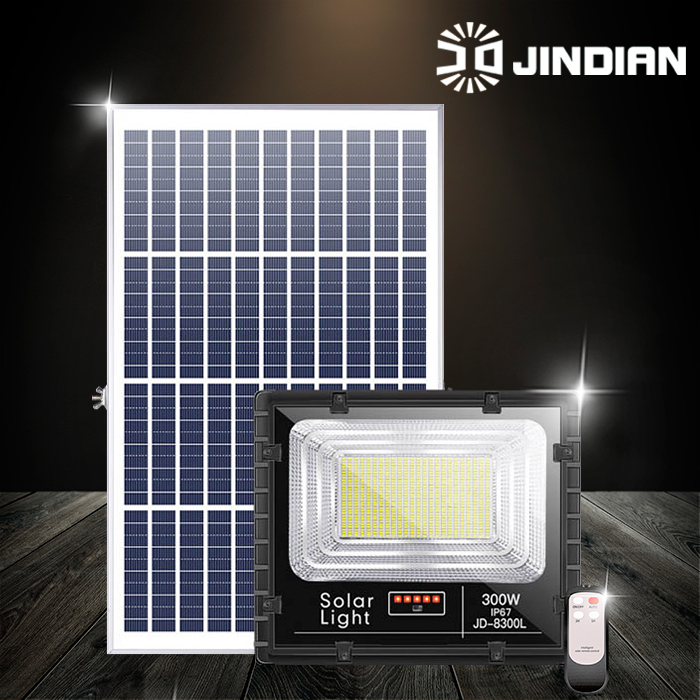 [JINDIAN] Đèn pha năng lượng mặt trời 300W Jindian JD-8300L - Chính hãng [Bảo hành 02 năm]