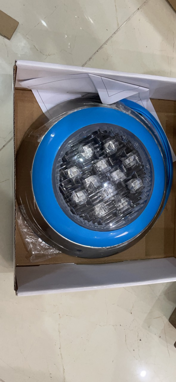 Đèn Led Bể Bơi Ánh Sáng Màu Vàng Nhạt 3000K 12W-24V/12V Vỏ Ngoài Inox 304 Dùng Trang Trí Hồ Bơi