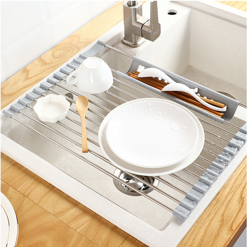 Có Thể Gập Lại Cuộn Lên Món Ăn Phơi Inox Nhà Bếp Rollup Món Ăn Điện Tủ Lạnh Có Giá Để Đồ Nhà Tắm