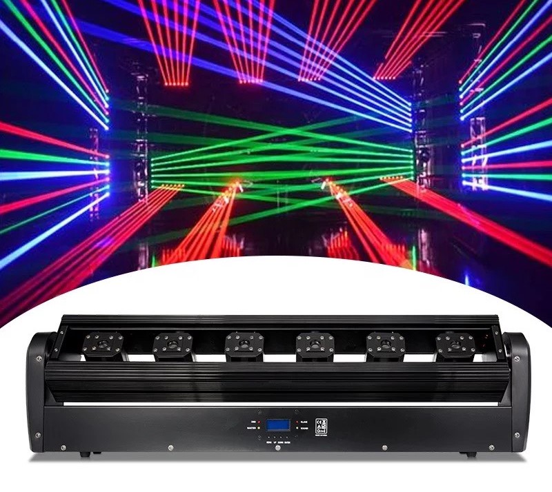 ĐÈN MOVING LASER 6 ĐẦU ĐỘC LẬP FULL RGB -  THÍCH HỢP DÙNG TRONG QUÁN DISCO BAR , DJ [GTP]