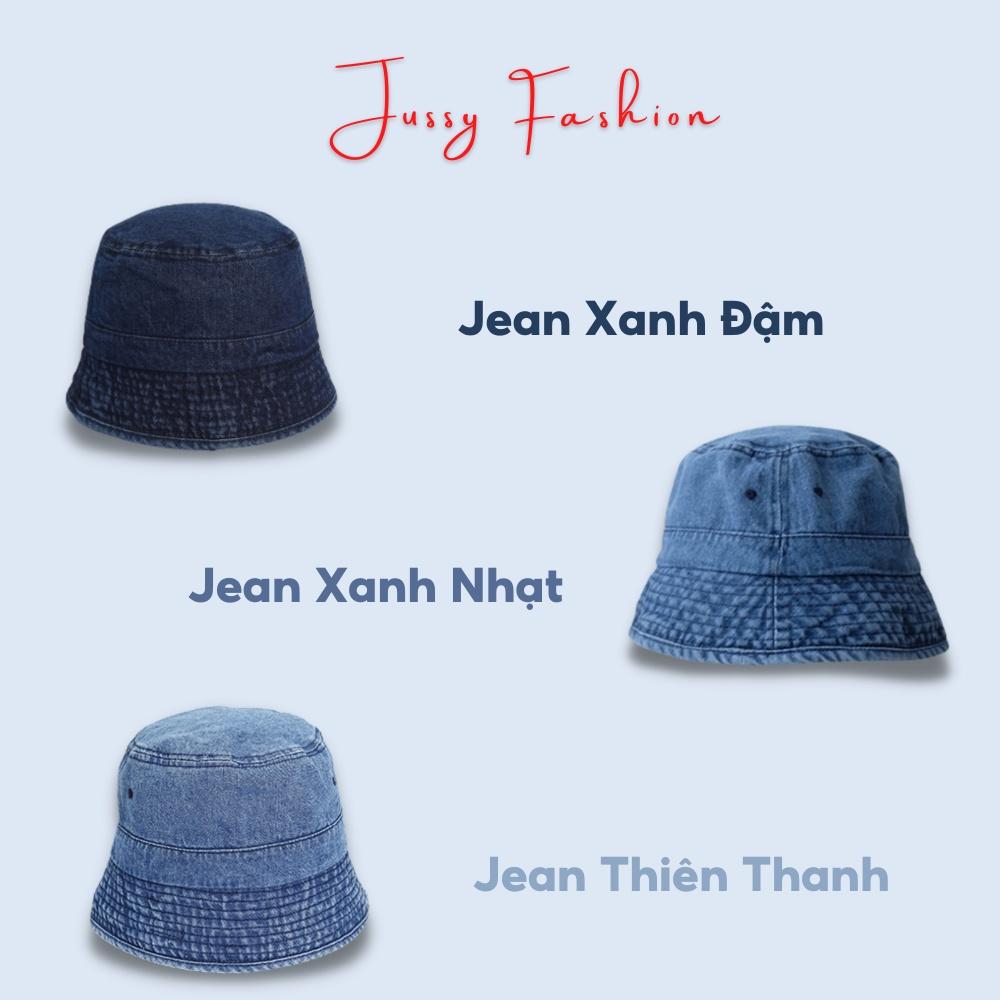 Mũ Bucket Jeans Denim Trơn Basic Jussy Fashion Kiểu Nón Tai Bèo Vành Cụp Nam Nữ Unisex Vải Jean Dày Dặn Form Đẹp