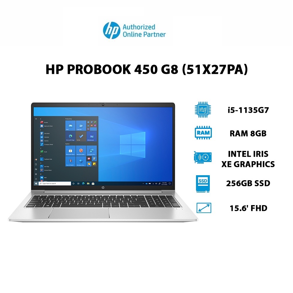 Laptop HP ProBook 450 G8 i5-1135G7 | 8GB |256GB|Iris Xe Graphics|15.6' FHD|Hàng chính hãng
