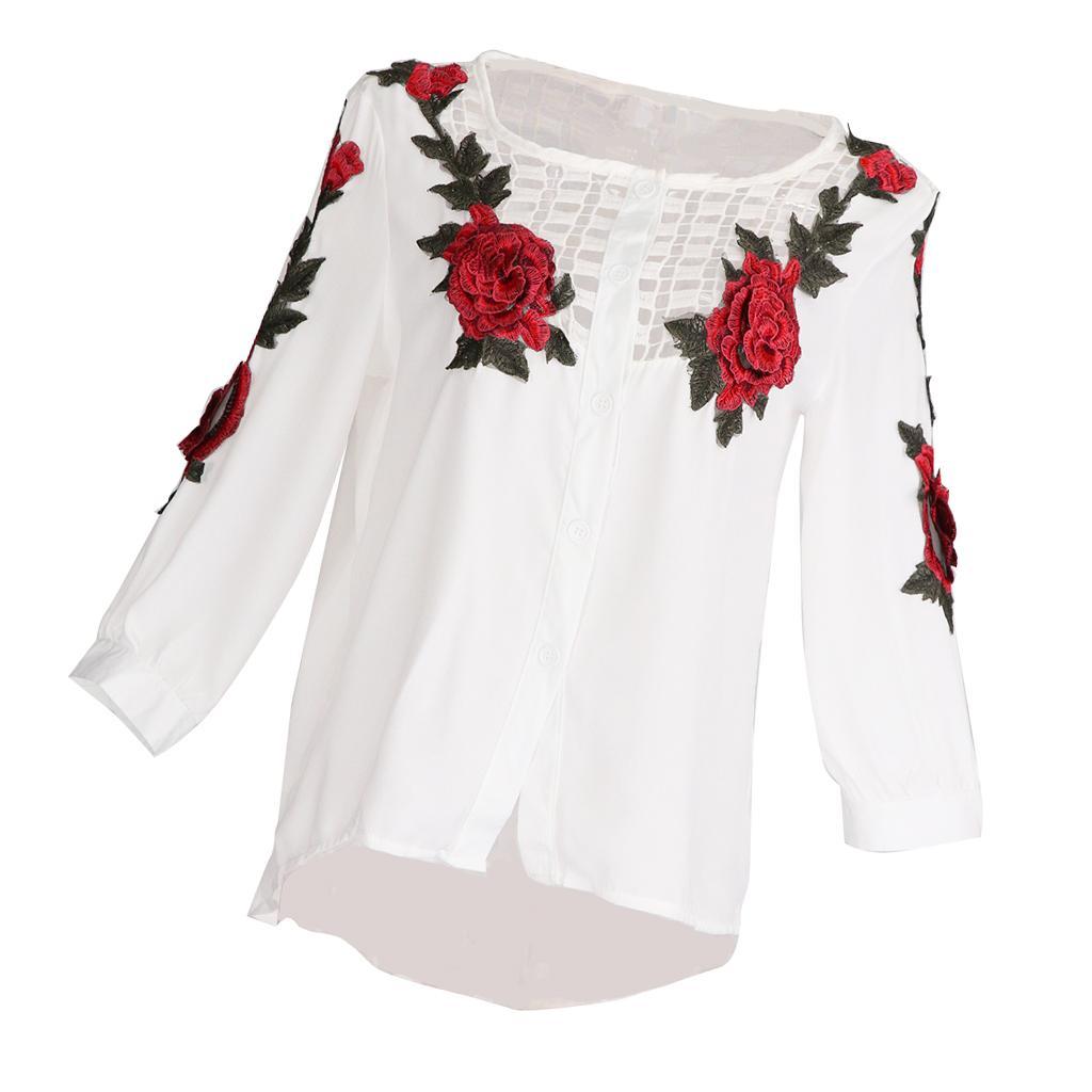 Ladies Women Floral Long Fashion Blouse Casual Sleeve Shirt Print