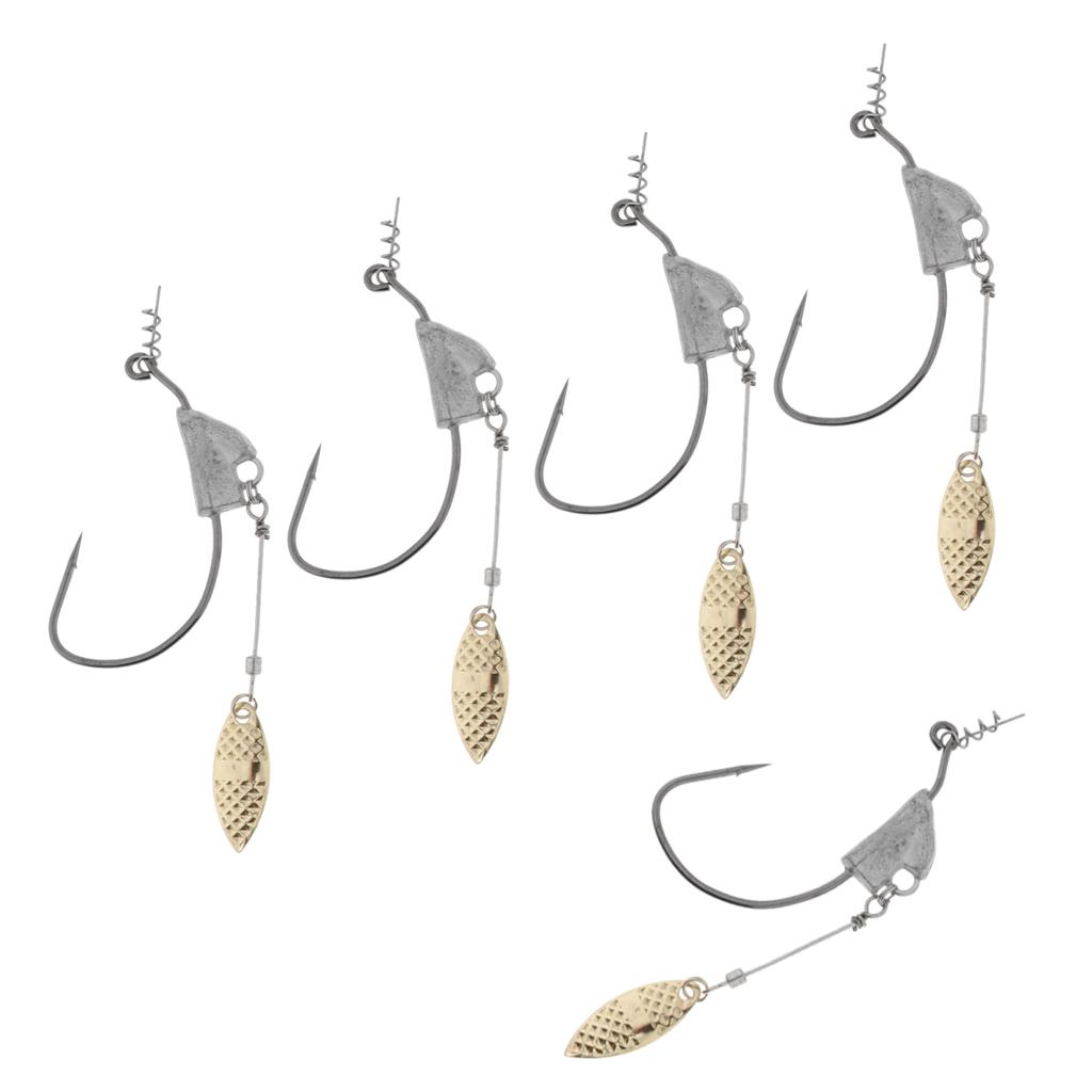 5pcs Weighted Fishing Hooks with Lead Spoon Spring For Swimbaits