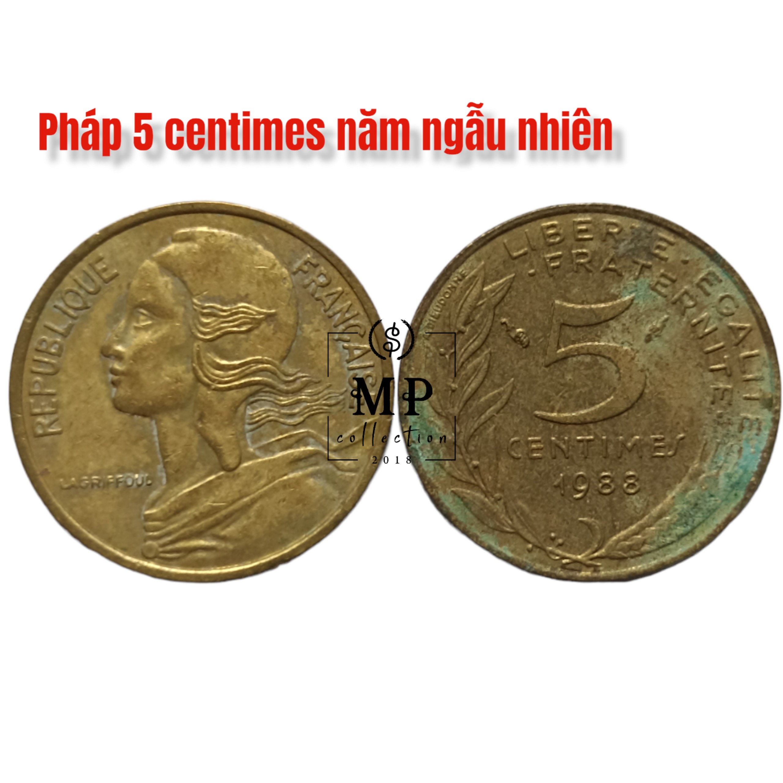 Đồng xu Pháp xưa 5 centimes năm phát hành ngẫu nhiên