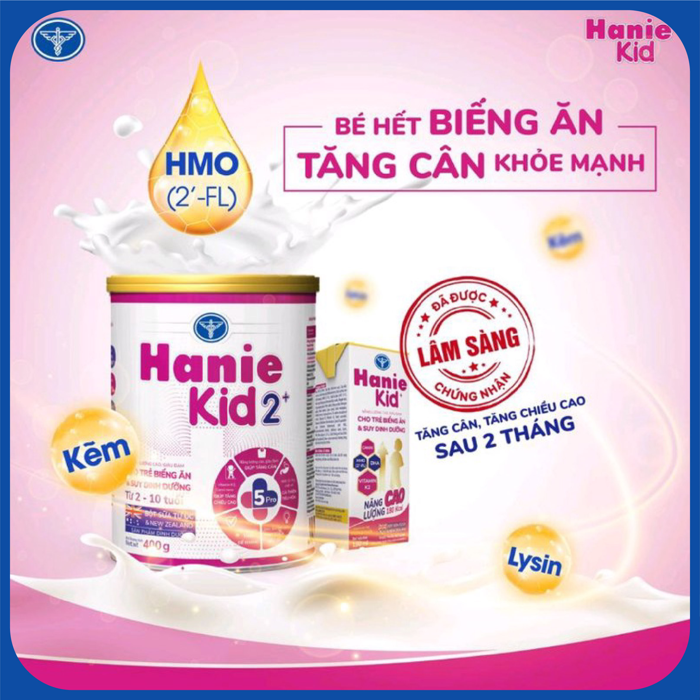 Sữa bột Nutricare Hanie Kid 2+ cho trẻ biếng ăn suy dinh dưỡng 400g