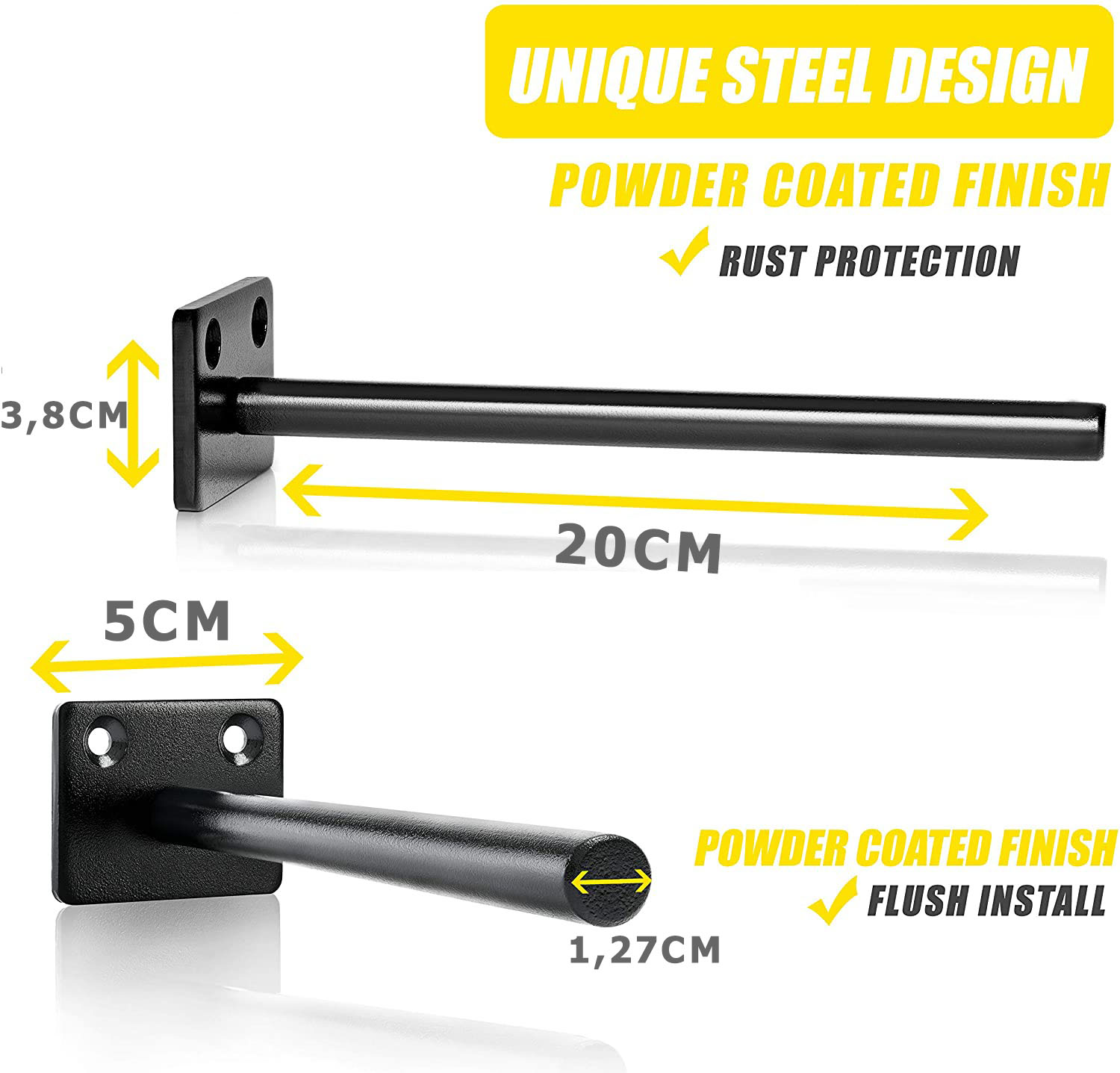 Combo 6 chốt âm kệ treo tường, bas âm đỡ kệ trang trí bằng thép đặc 20cm kèm phụ kiện vít tắc kê – Hàng chính hãng