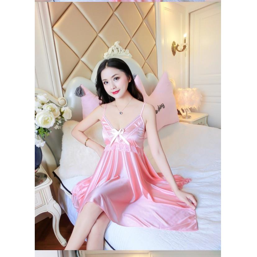 Đầm Ngủ Sexy Gợi Cảm ️FreeShip - Chất Đẹp️Lụa Satin Quyến Rũ Mềm Mát Mịn (P)