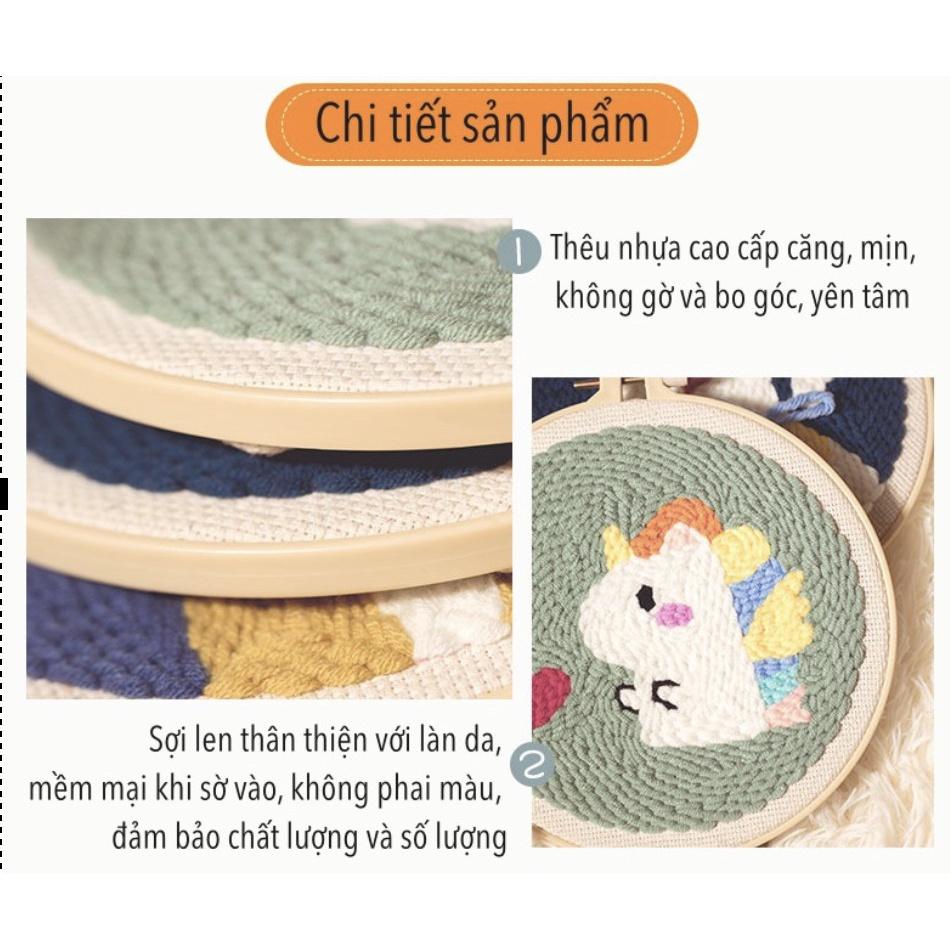 Bộ Thêu Len Xù Chủ Đề Sở Thú Nhộn Nhịp- Punch Needle- Có Video Hướng dẫn