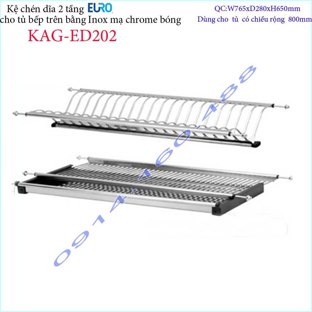 Kệ chén dĩa âm tủ KAG-ED202 - 76.5cm, Kệ chén bát chữ V 2 tầng Euro 76.5cm khay hứng Inox nước thiết kế đẹp tiện dụng