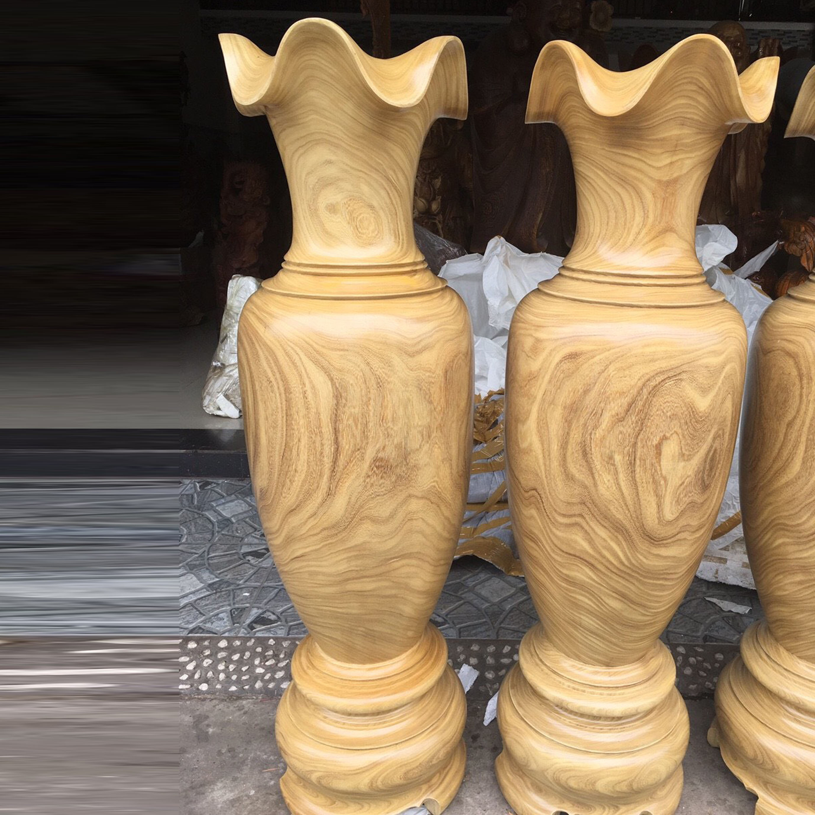 Cặp Lục Bình Gỗ Cẩm Vàng 1m6