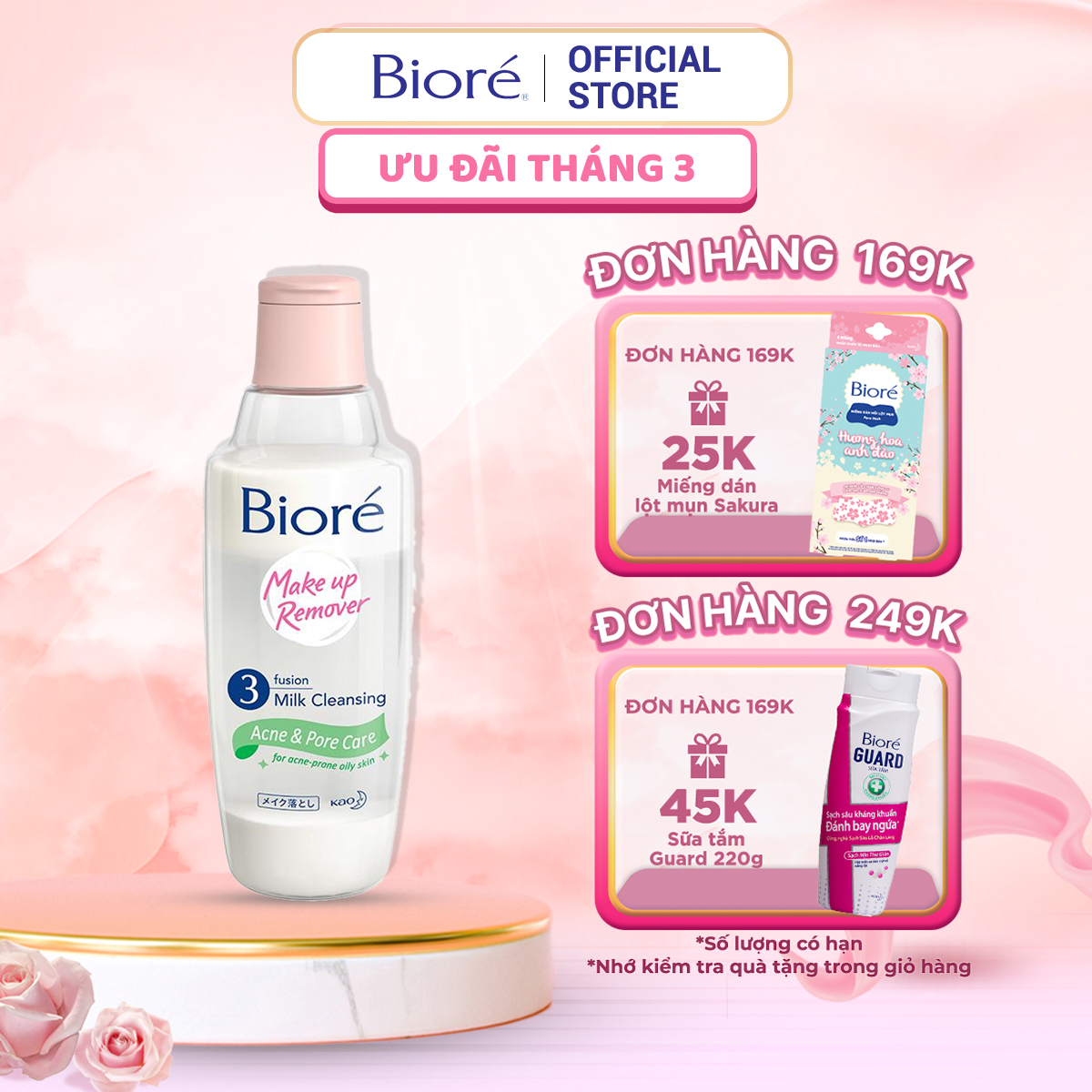 Bioré Nước Tẩy Trang 3 Lớp Sạch Sâu Ngừa Mụn Bioré Make Up Remover Acne & Pore Care