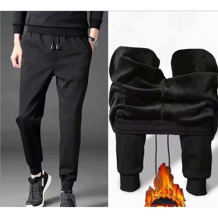 Quần Nỉ lót lông Nam siêu ấm chống chọi đại hàn dáng Jogger thể thao chất dày dặn co dãn tốt