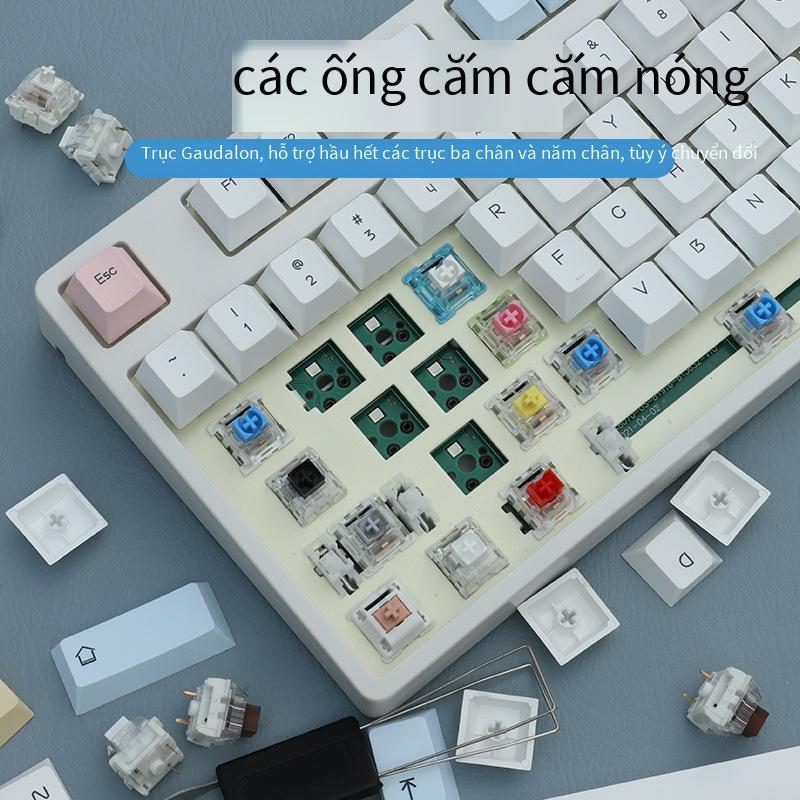 Bàn phím cơ tùy chỉnh ba chế độ không dây Bluetooth thuận lợi nhất Ánh sáng RGB 87 phím trục có thể thay thế nóng cho trò chơi thể thao điện tử